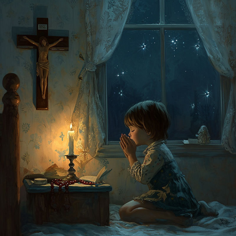 Child Praying at Bedtime
