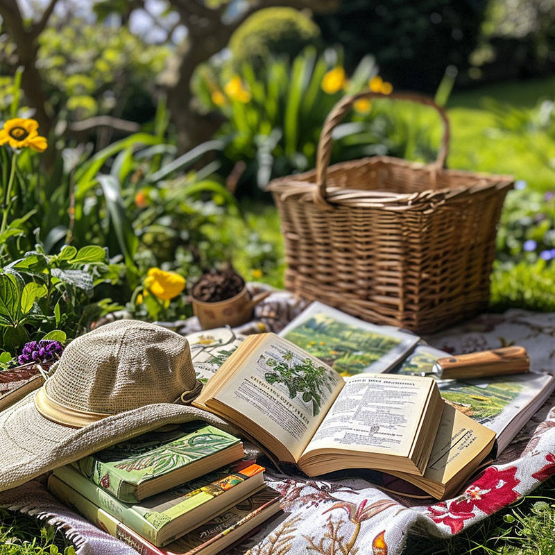 Gardening Books on a Picnic