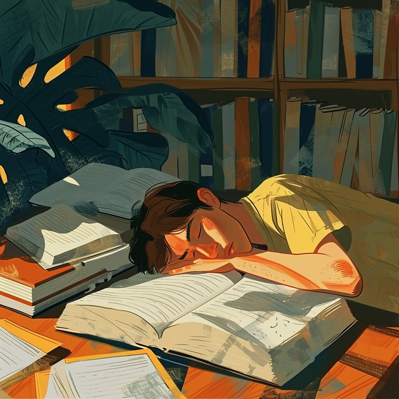 Student Napping Between Study Sessions