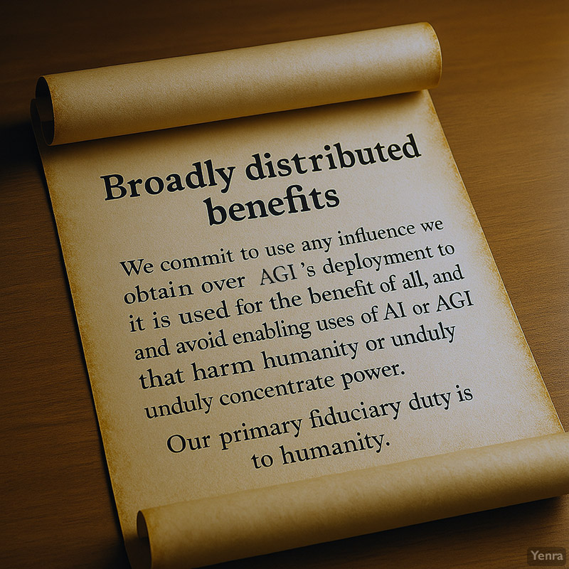 Charter scroll representing OpenAI's early ideals of broad benefit, cooperation, and safety