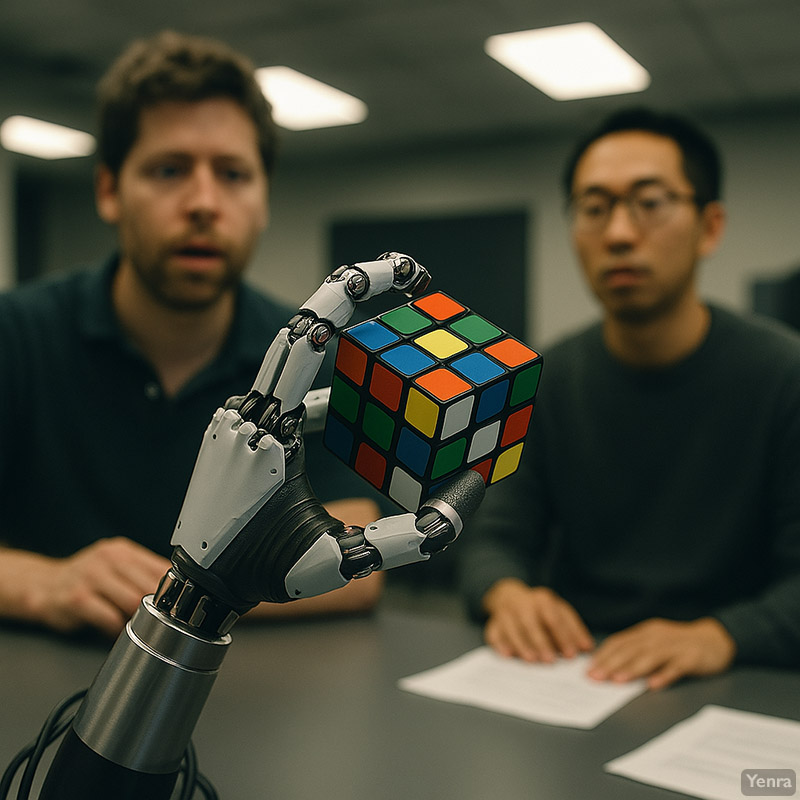 Robotic hand manipulating a Rubik's Cube