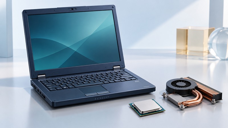 A laptop platform concept with a processor and heat-pipe cooling assembly.