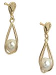 14K Gold Pearl Cage Earrings