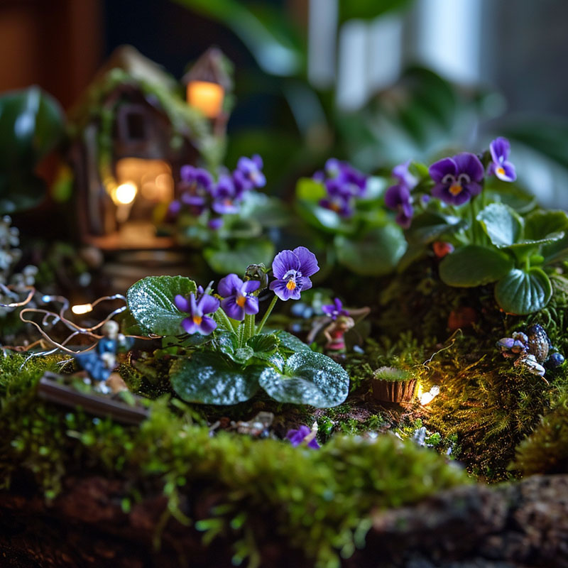 Fairy Garden with Miniature African Violets