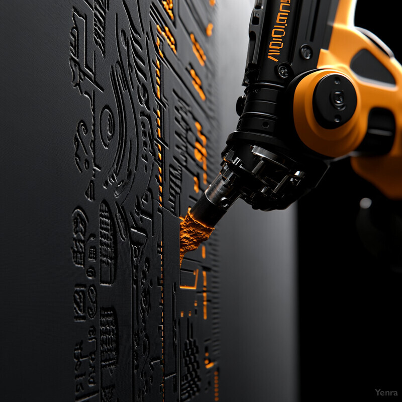 A 3D printer is extruding orange material onto a black surface.