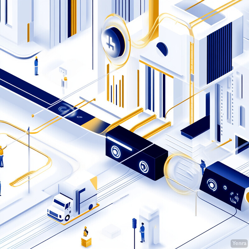 An infographic or illustration related to resource scheduling and project management, set in a modern office building.