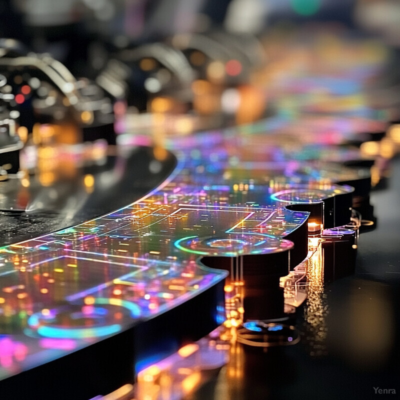 A display of robotic coordination and swarm printing showcasing colorful, glowing lines on a black surface.