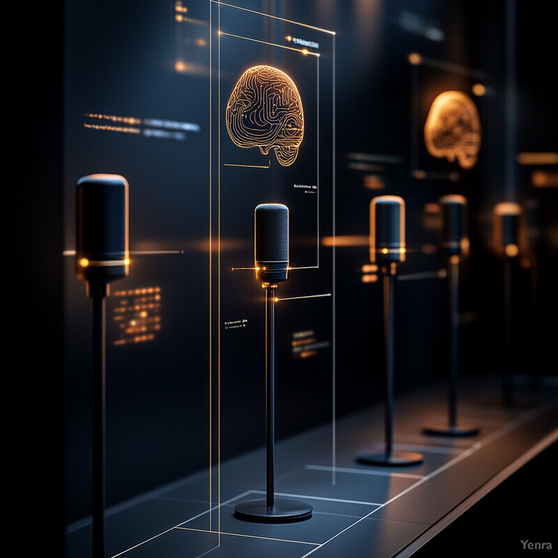 AI-Optimized Acoustic Sensor microphones on display in an exhibit.