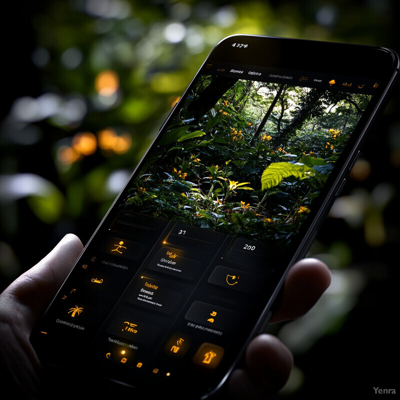 A person is using their smartphone to explore the outdoors.