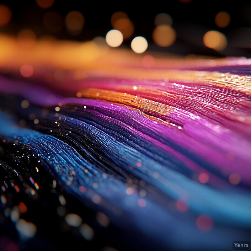 A close-up view of hair with a striking gradient effect and blurred lights in the background.