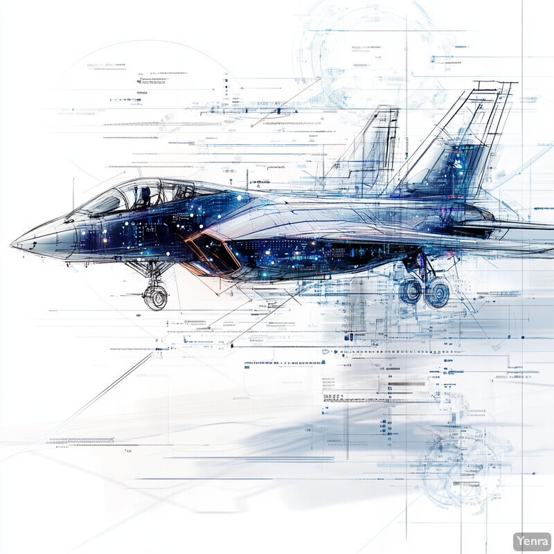 A futuristic fighter jet with advanced technology and design elements.