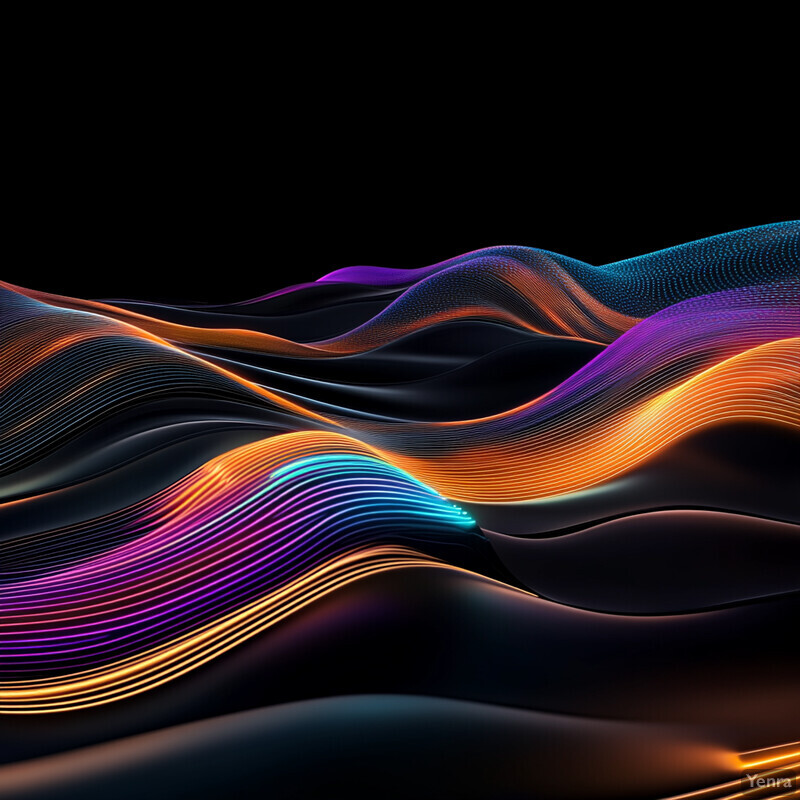 An abstract representation of flowing water or wind with vibrant colors.