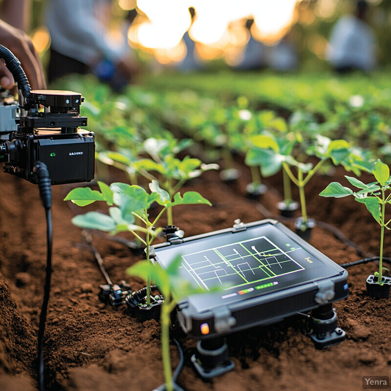 Machine vision system being used to monitor plants in a field.