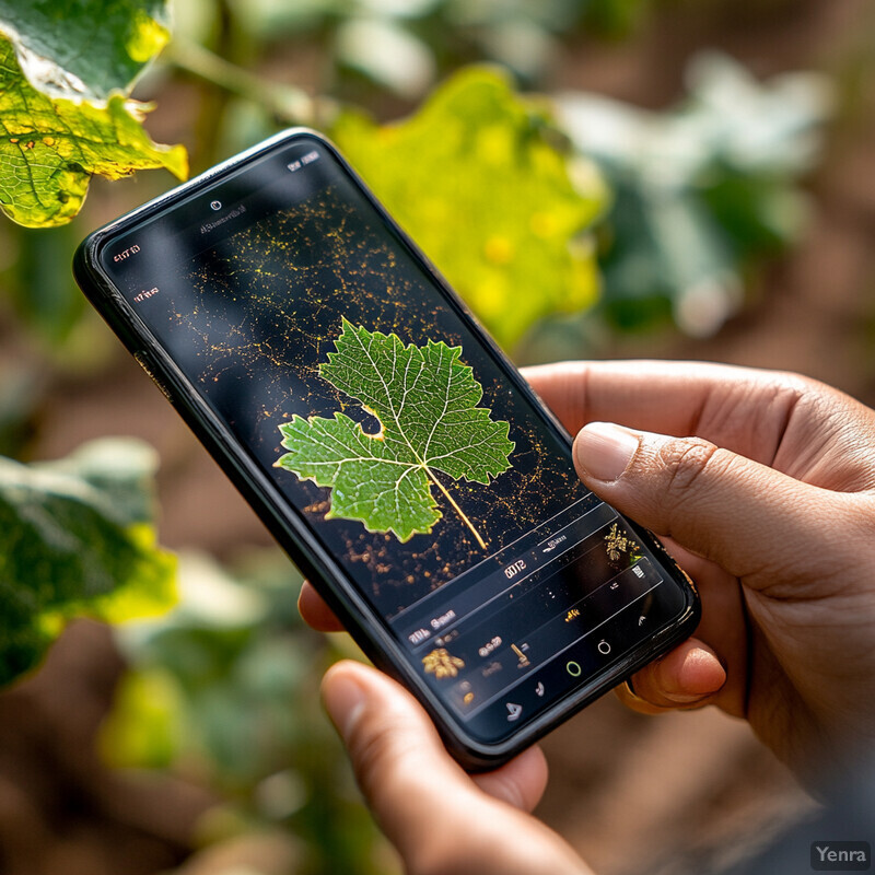 A person holding a smartphone with an app for remote diagnosis via smartphone apps.