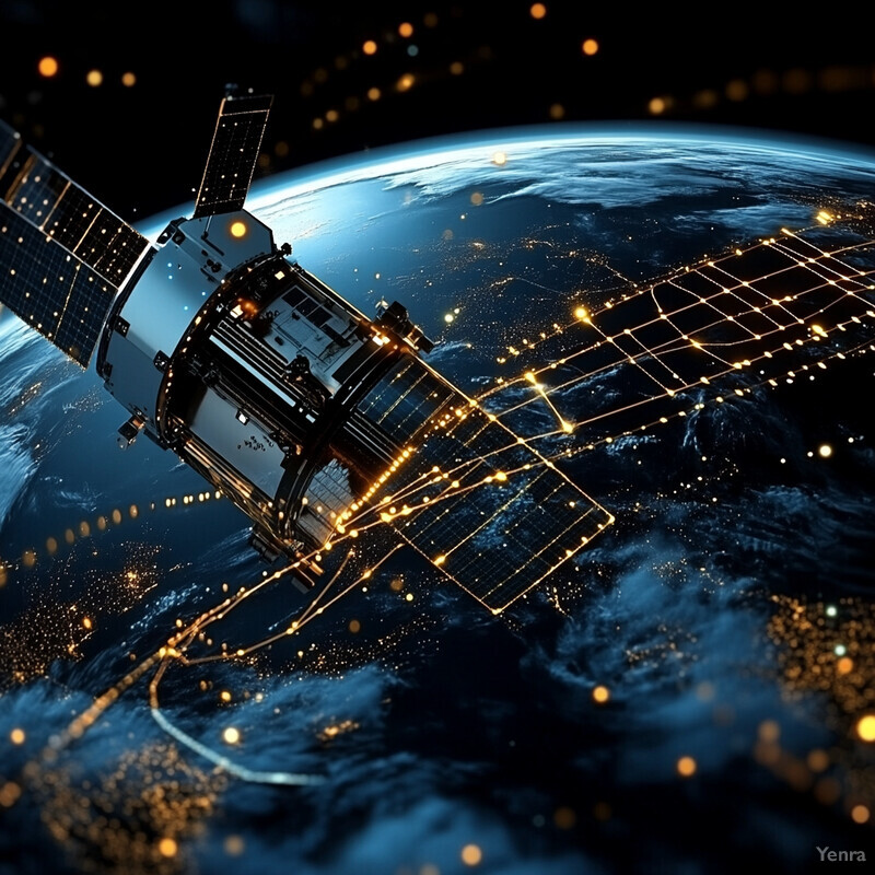 A satellite in orbit around Earth, with the planet visible in the background.