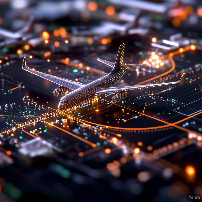 Two Unmanned Aerial Vehicles flying over a cityscape at night.