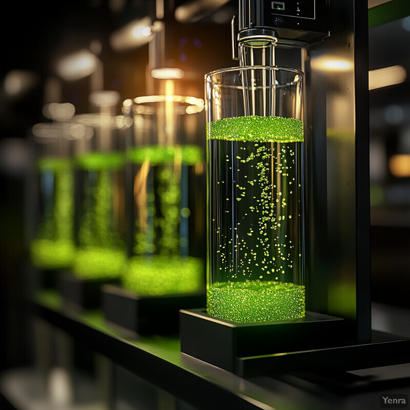 A laboratory setting with several cylindrical glass containers and devices.