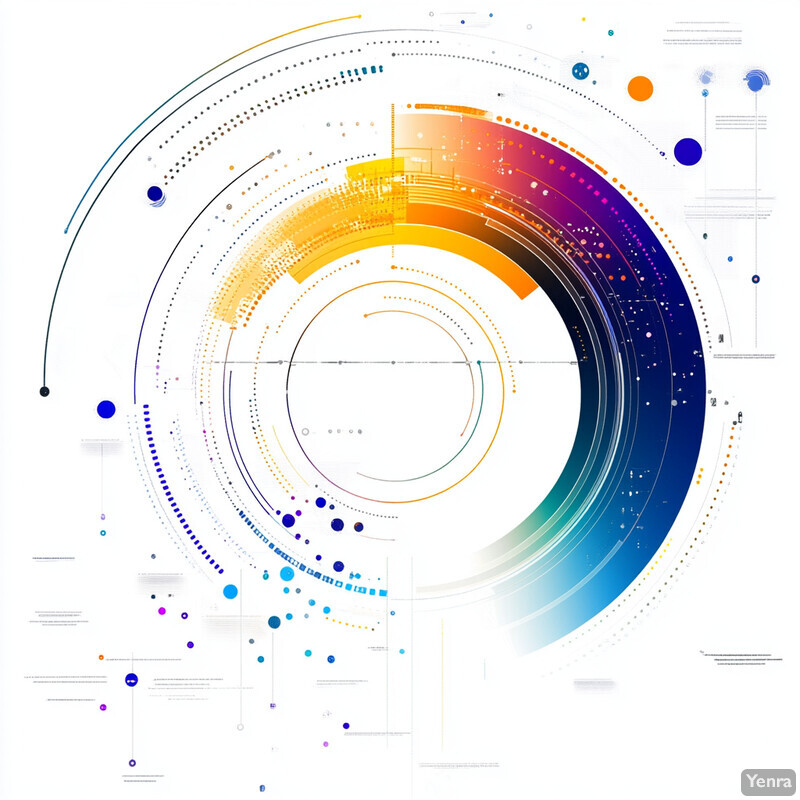 A visually striking representation of Continuous Learning from Feedback Loops, featuring a central circle surrounded by concentric circles and a gradient effect on the outermost circle, with dots in various colors scattered throughout.