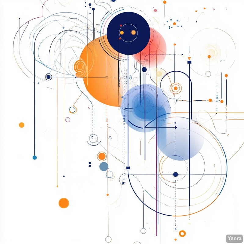 An abstract image featuring interconnected geometric shapes in various colors.