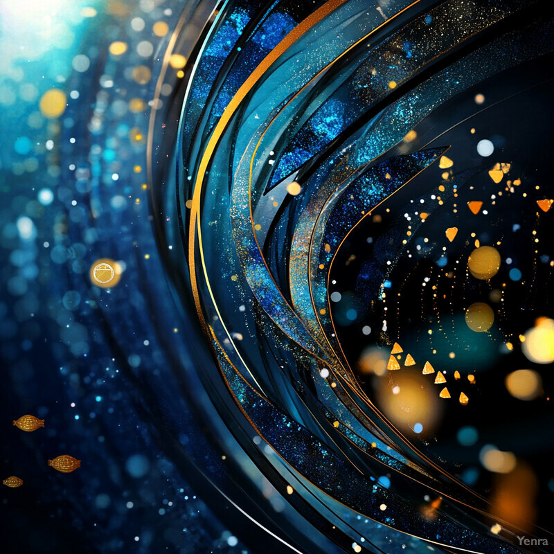 Swirling Patterns of Blue and Gold Create Dynamic Energy