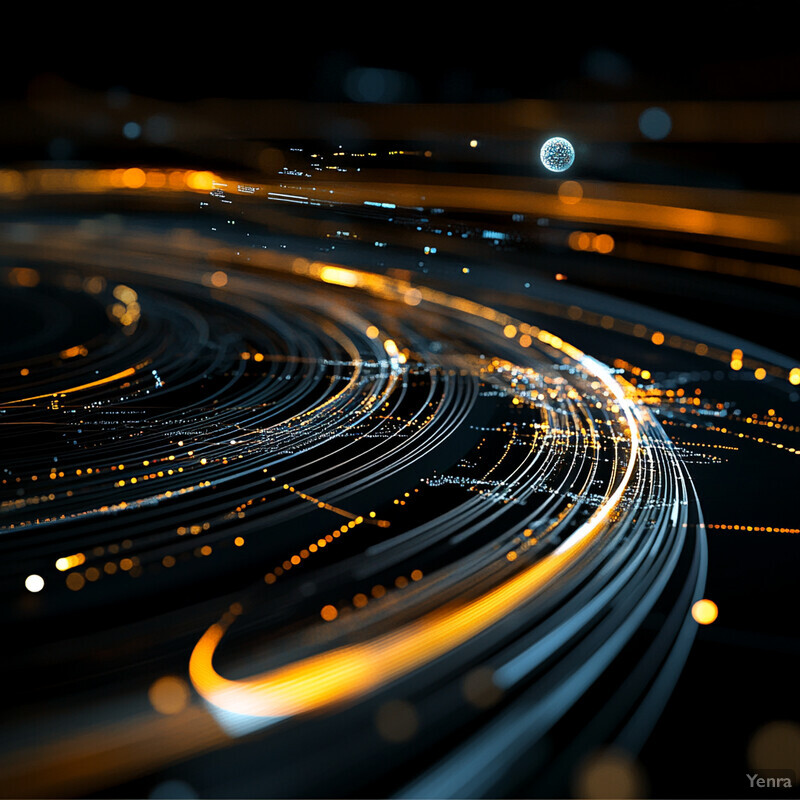 Abstract Representation of Light Trails on Black Background