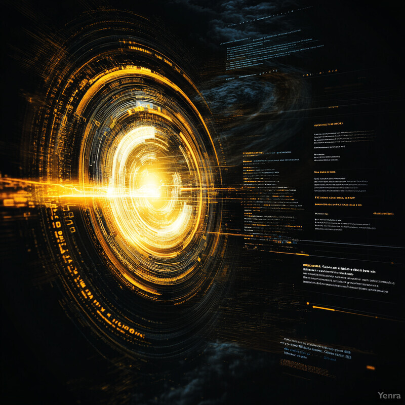 A visually striking representation of climate extremes prediction, featuring a glowing orange-yellow circle and abstract shapes that represent data-driven information.