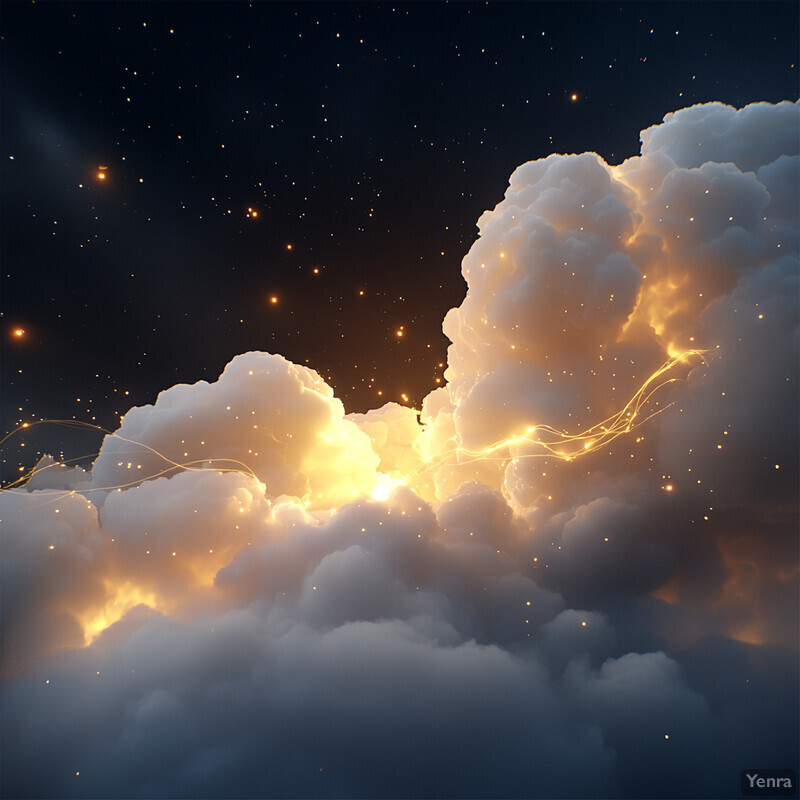 A stunning image of clouds illuminated by the sun, set against a dark blue sky.