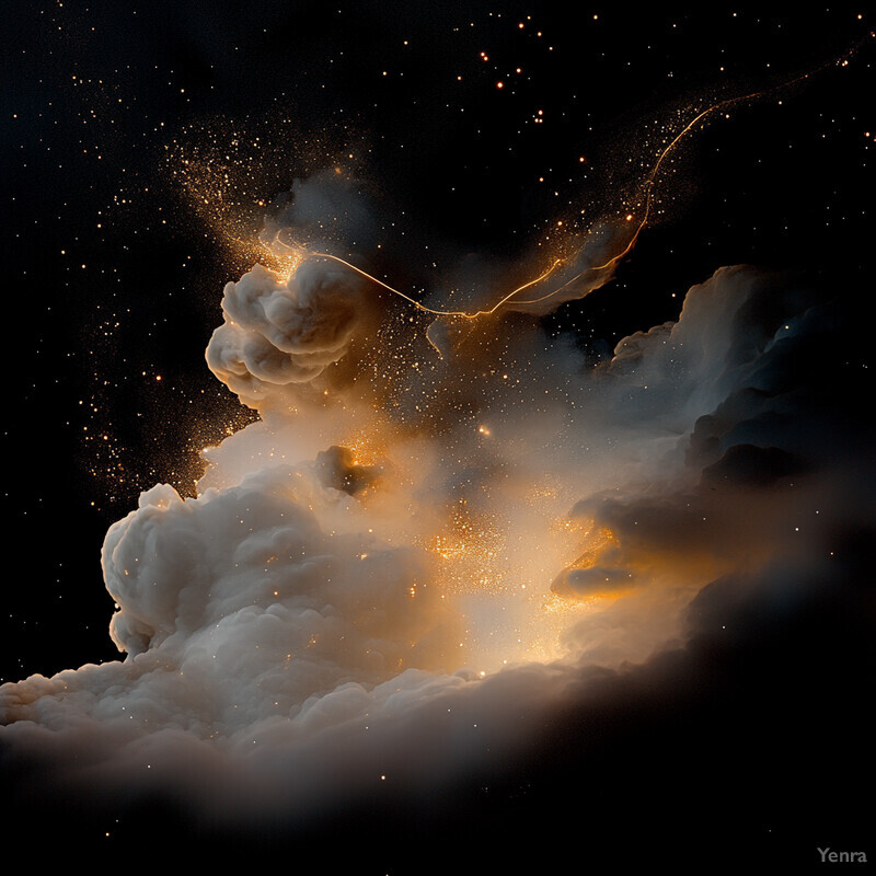 A stunning visual representation of clouds and aerosols in space, with vibrant colors and dynamic movement.