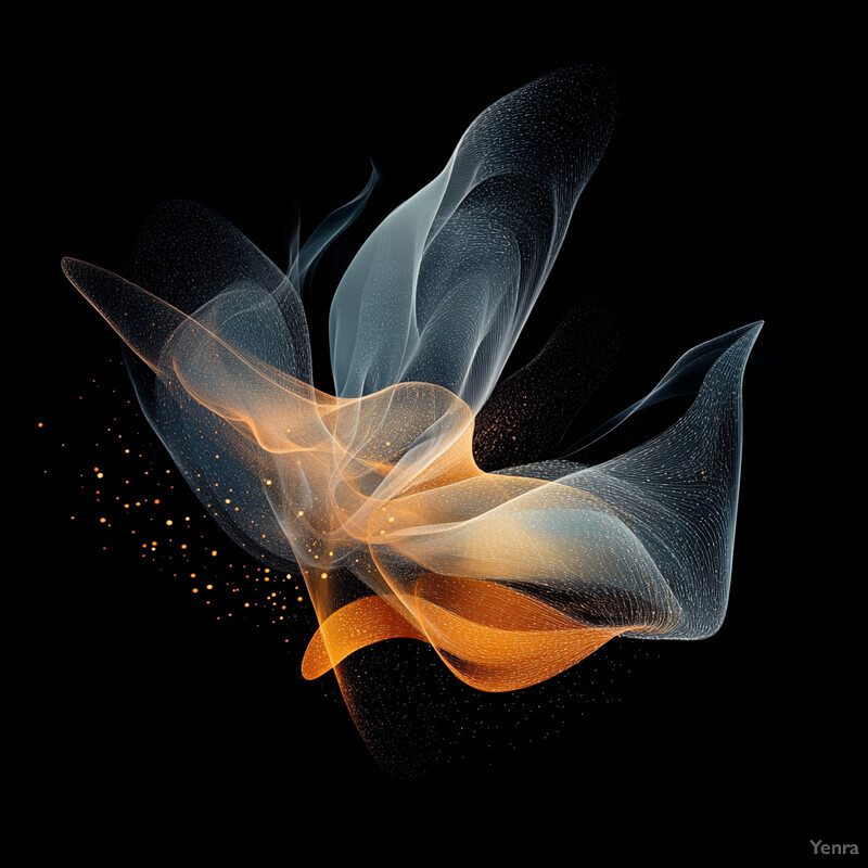 A dynamic representation of smoke or vapor with a vibrant orange hue against a dark background.