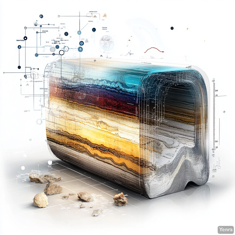 A detailed geological cross-section of the Earth's layers, showcasing various rock formations and structures.