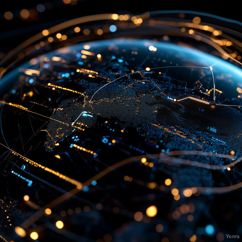 A futuristic and high-tech visual representation of data assimilation in real-time.