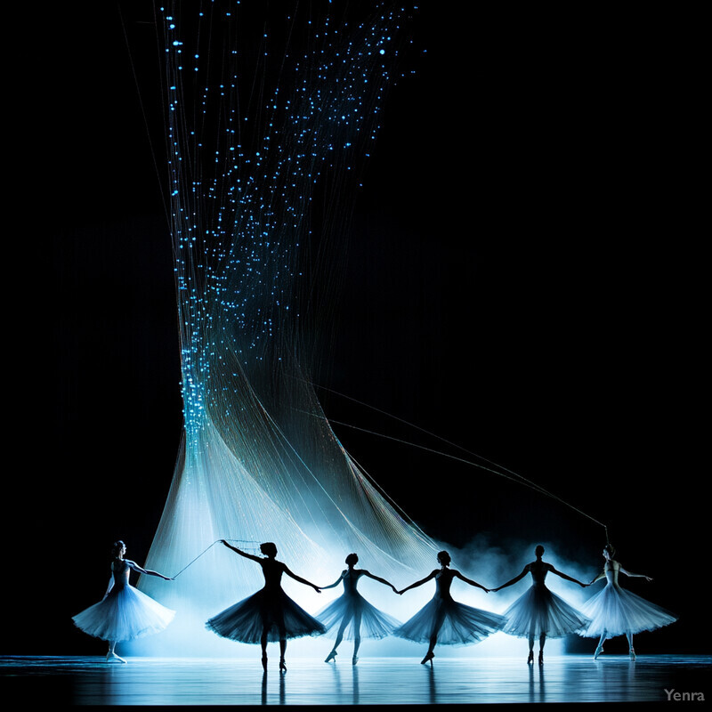 A group of ballerinas in white tutus performing on stage.