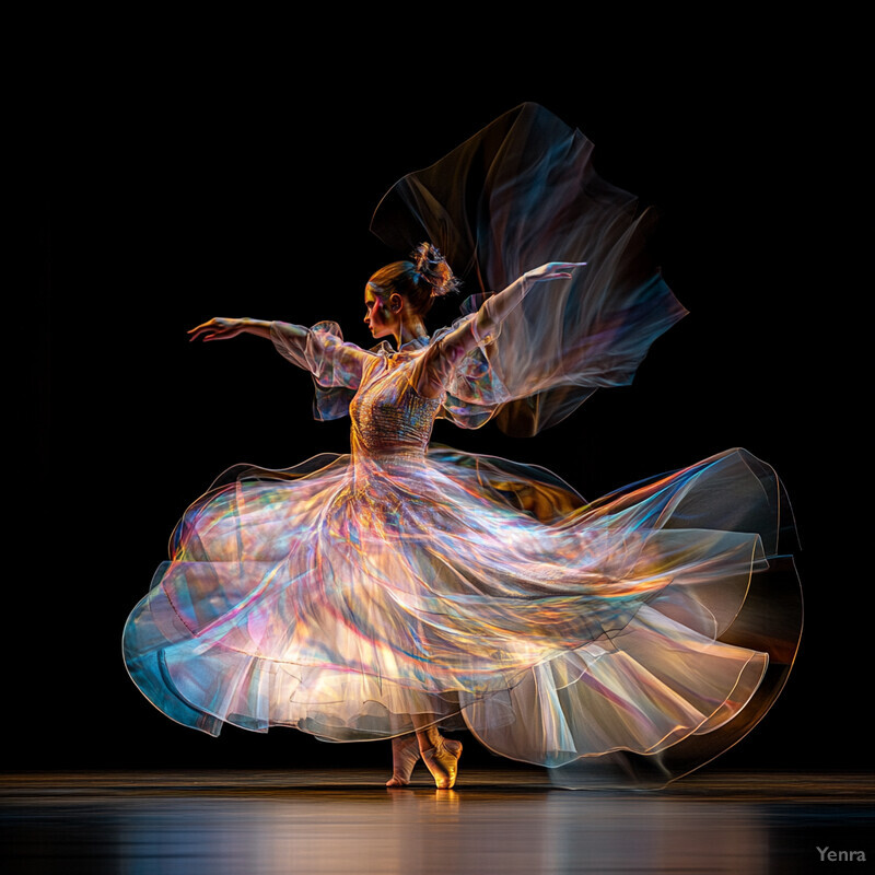 A ballet dancer in mid-performance, showcasing her elegance and poise.