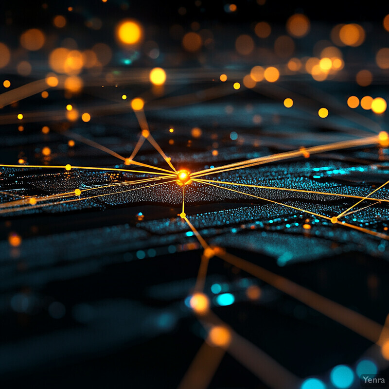 A futuristic representation of data flow or network connectivity.