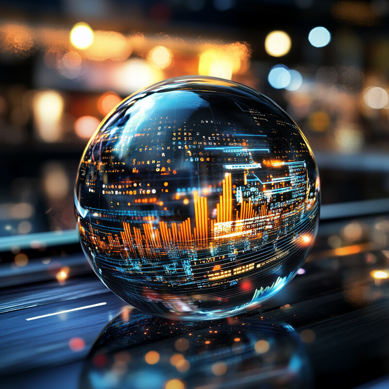 Crystal Ball Reflecting Cityscape