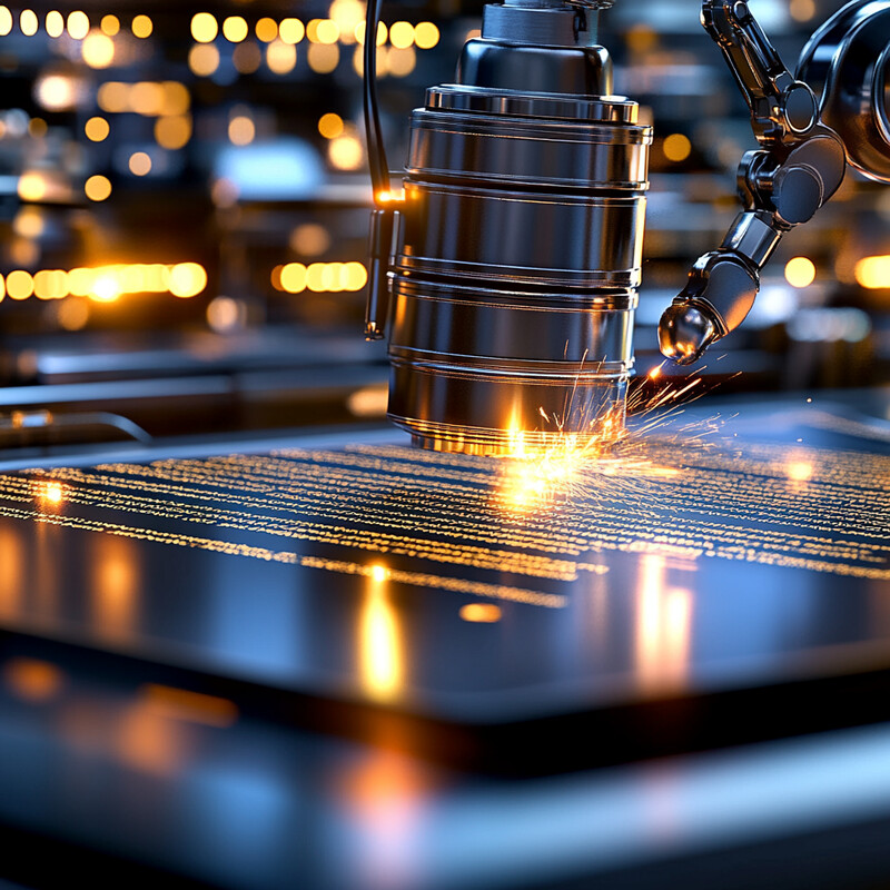 Metal object being cut by laser cutter