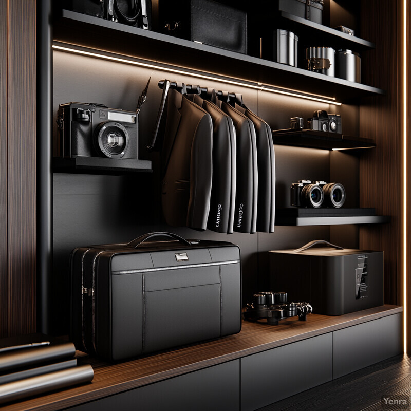 A dark room with shelves and cabinets filled with various items for sale or display.