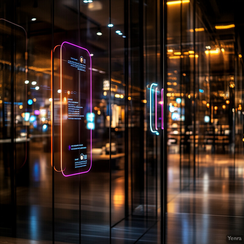 The image shows a modern and sleek elevator with a glass wall and doors that are open.