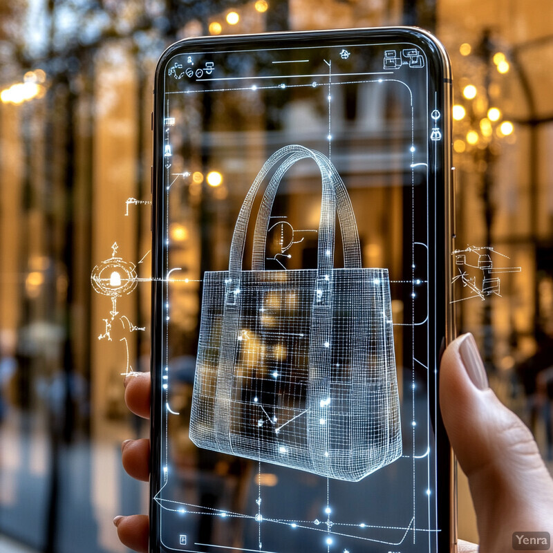 A hand holds a smartphone with a transparent bag on its screen, set against a blurry indoor background.