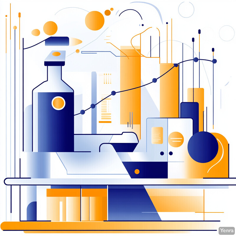 Abstract image of scientific equipment and machinery in a cold and sterile environment.