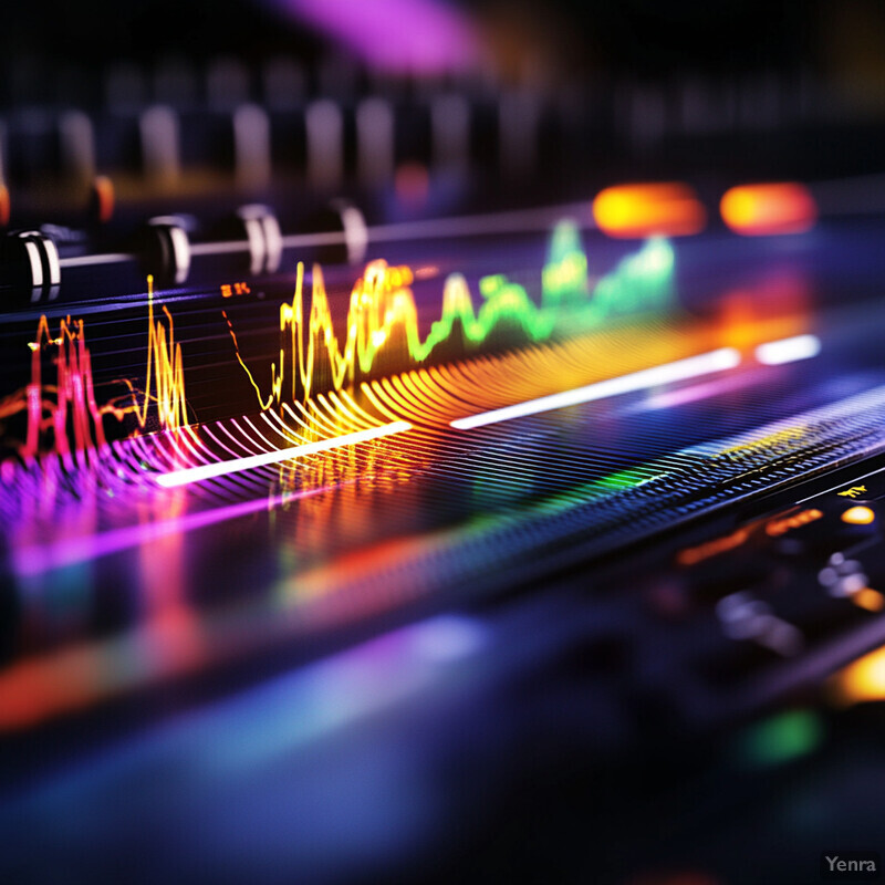 A DJ mixer with a waveform displayed on its screen.