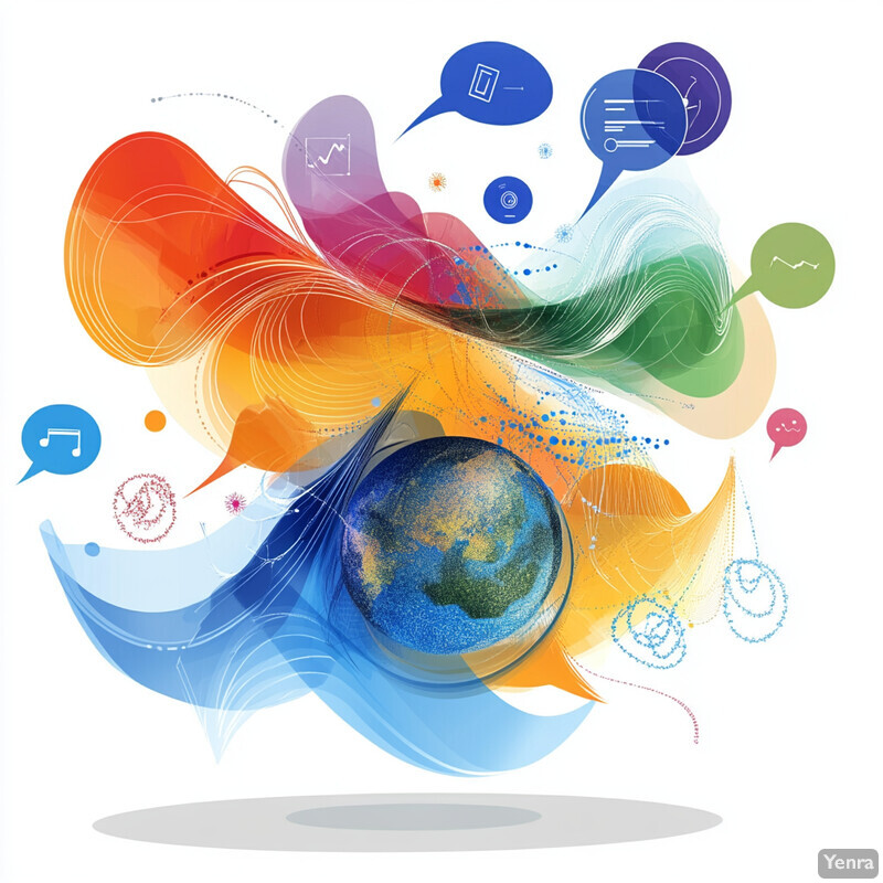 Abstract illustration of global communication and data exchange