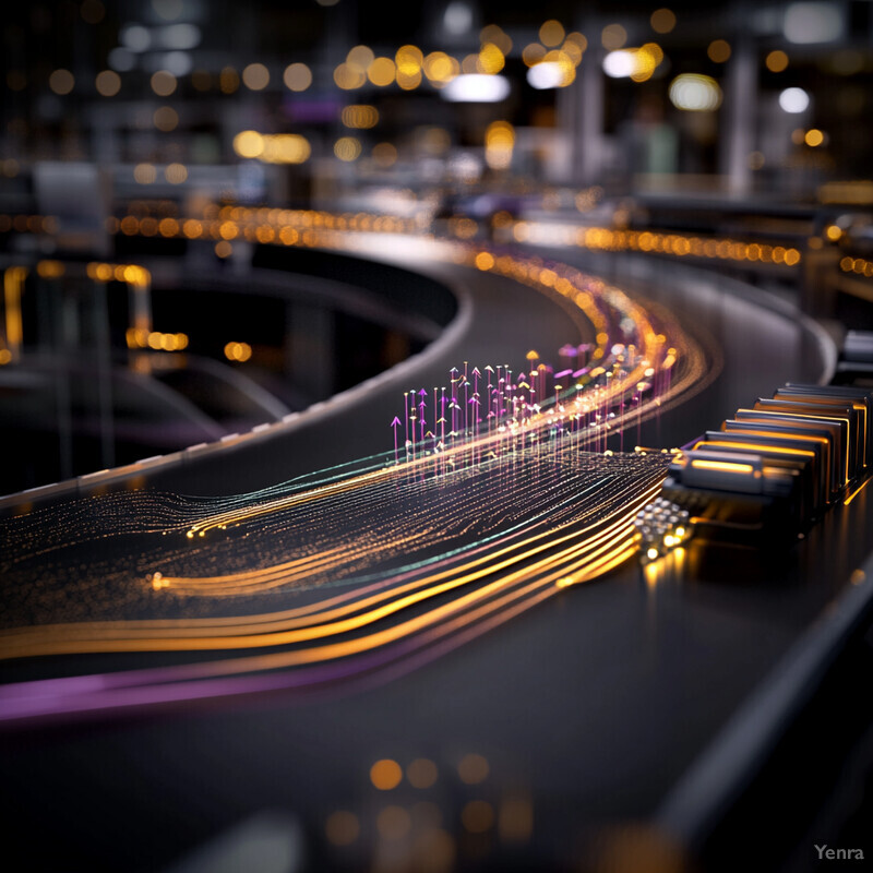 A futuristic highway system with glowing purple and gold lines running along the sides of the road.