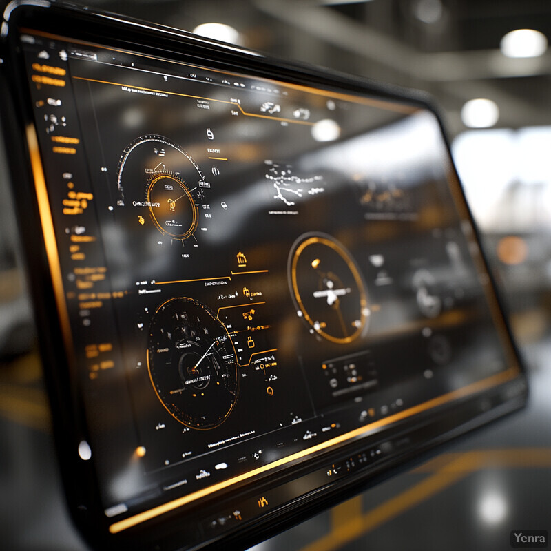 A large screen displaying gauges and dials in an industrial or technical setting.