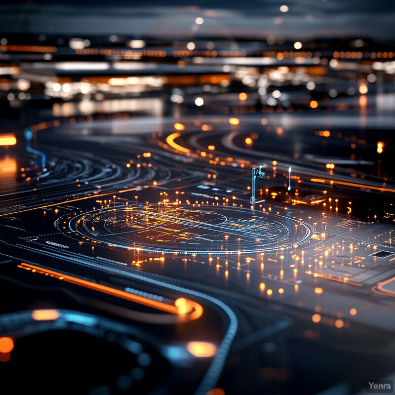 A futuristic city with a central hub for real-time congestion prediction systems.