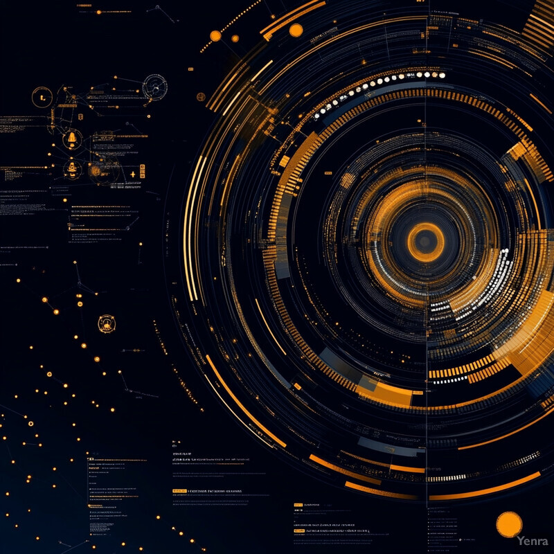 A futuristic visual representation of continuous learning and self-optimization, featuring a central circular graphic surrounded by data visualization elements.