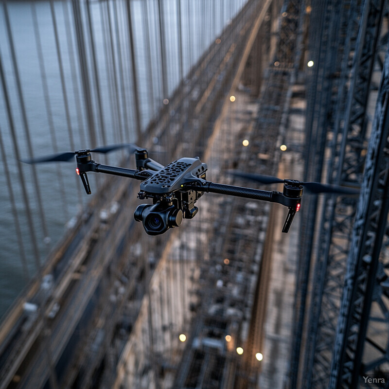 An autonomous drone-based inspection system is being used to inspect a bridge.