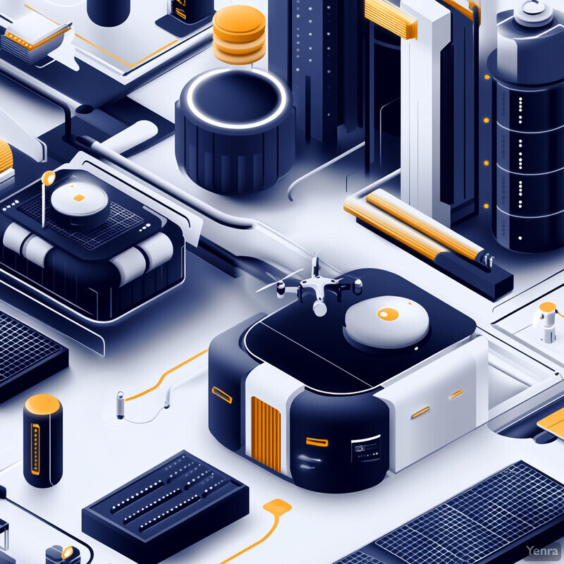 Industrial setting with machinery and equipment in a factory or warehouse.