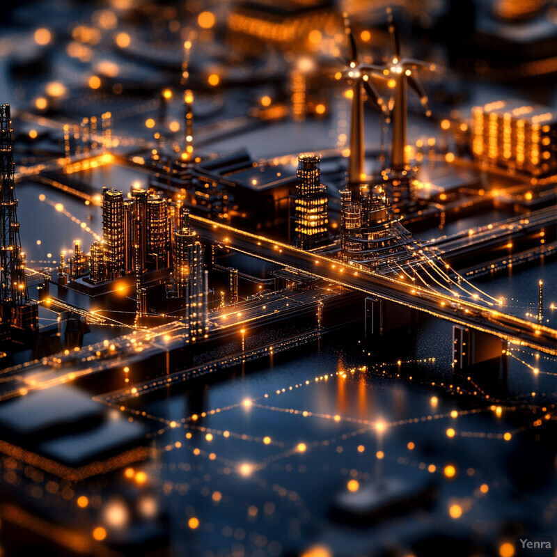 A detailed model of computer chips and circuit boards, showcasing their complex architecture and layout.