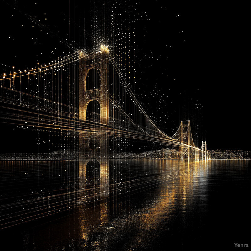 An artistic representation of the Golden Gate Bridge in San Francisco.